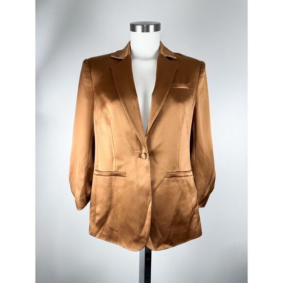 Cinq A Sept Khloe 3/4 Ruched Sleeve Blazer In Yellow Size 2 Dark Marigold - Picture 1 of 6